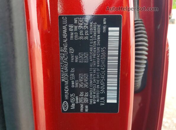 5NMP54GL4SH130695 2025 HYUNDAI SANTA Красный 
