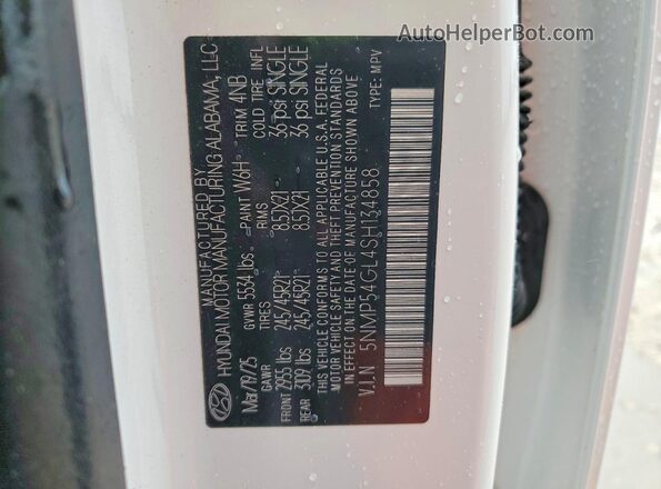 5NMP54GL4SH134858 2025 HYUNDAI SANTA White სალონის 360-გრადუსიანი ხედი