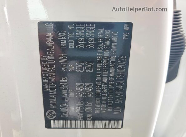 5NMP54GL7SH090726 2025 HYUNDAI SANTA White 