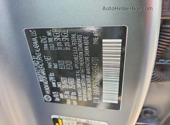 5NMP5DG10SH054701 2025 HYUNDAI SANTA Gray Widok naklejki z numerem VIN