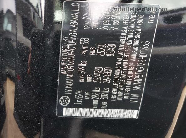 5NMP5DG12RH011665 2024 HYUNDAI SANTA Black VIN sticker view