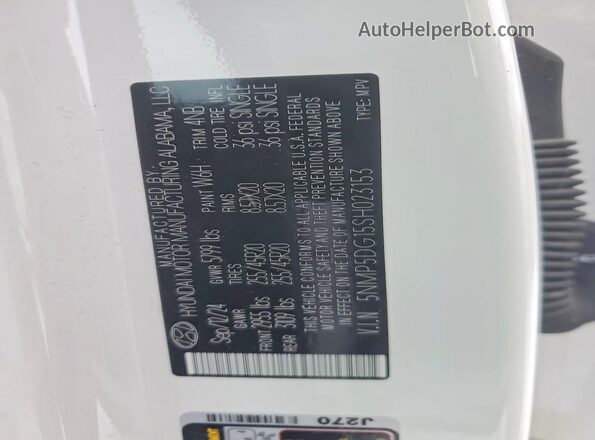 5NMP5DG15SH023153 2025 HYUNDAI SANTA Белый Вид наклейки с VIN-кодом