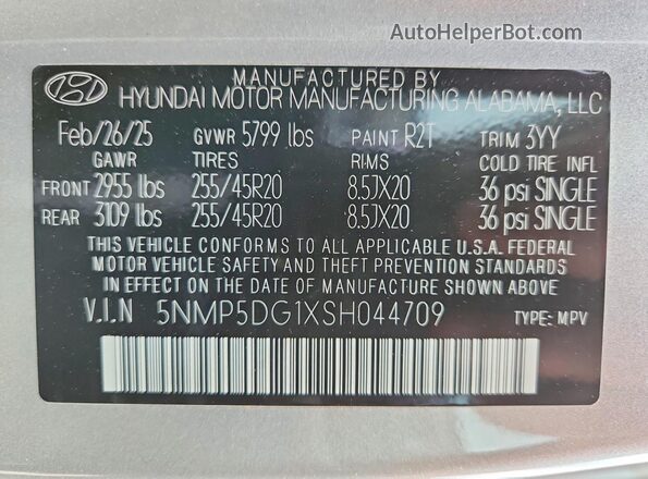 5NMP5DG1XSH044709 2025 HYUNDAI SANTA Silver 
