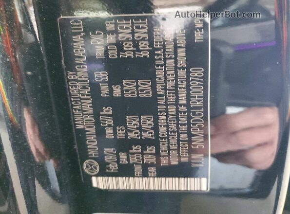 5NMP5DGL1RH009780 2024 HYUNDAI SANTA Black Widok naklejki z numerem VIN