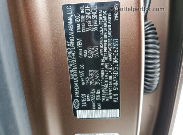 5NMP5DGL1RH062351 2024 HYUNDAI SANTA Brown 