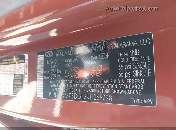 5NMP5DGL3RH065798 2024 HYUNDAI SANTA FE Коричневый Вид подкапотного пространства