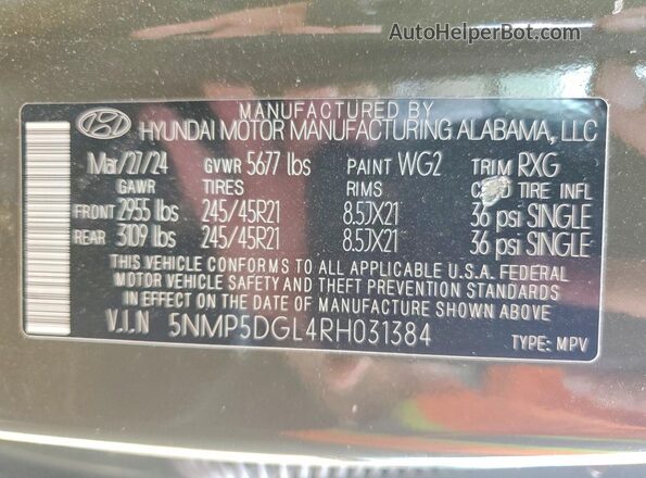 5NMP5DGL4RH031384 2024 HYUNDAI SANTA Зеленый 