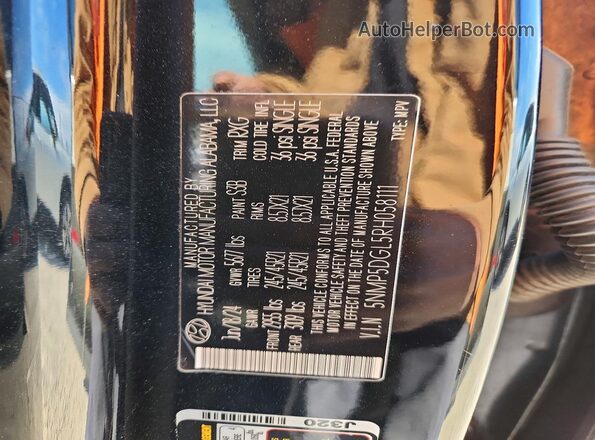 5NMP5DGL5RH058111 2024 HYUNDAI SANTA Black VIN კოდის სტიკერის ხედი