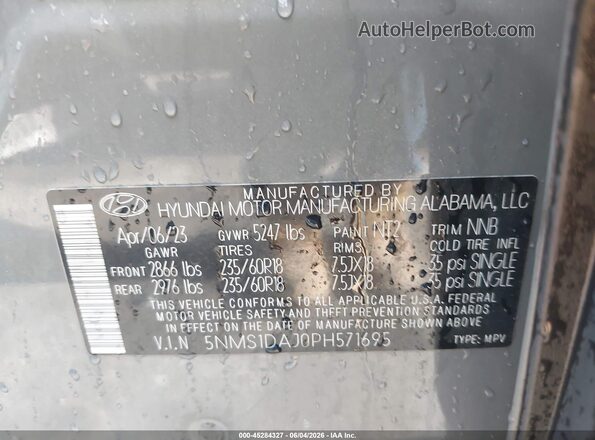 5NMS1DAJ0PH571695 2023 HYUNDAI SANTA FE Серый Вид подкапотного пространства