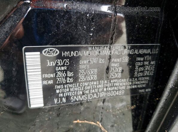 5NMS1DAJ1PH600489 2023 HYUNDAI SANTA Black Vista del compartimento del motor
