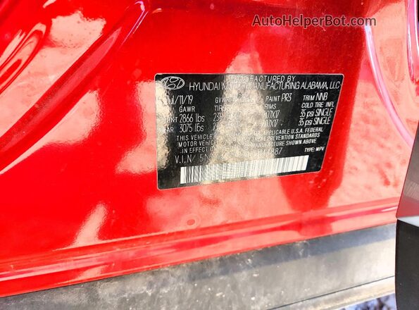 5NMS23AD6LH144887 2020 HYUNDAI SANTA Red Vista de la etiqueta del VIN