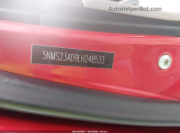 5NMS23AD9LH248533 2020 HYUNDAI SANTA FE Red Vista del compartimento del motor
