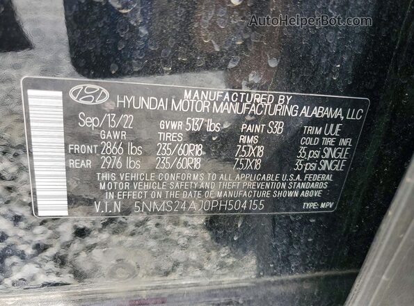 5NMS24AJ0PH504155 2023 HYUNDAI SANTA Black VIN კოდის სტიკერის ხედი