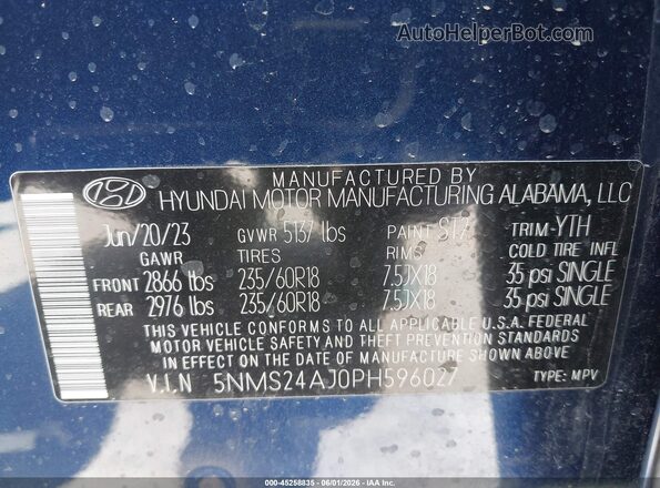 5NMS24AJ0PH596027 2023 HYUNDAI SANTA FE Dark Blue Вид подкапотного пространства