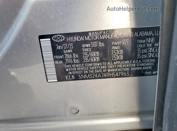 5NMS24AJ4PH547963 2023 HYUNDAI SANTA Silver ძრავის განყოფილების ხედი
