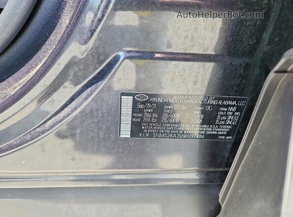 5NMS24AJ5NH397486 2022 HYUNDAI SANTA Silver 