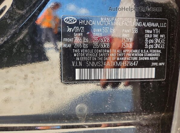 5NMS24AJXMH321647 2021 HYUNDAI SANTA Black Շարժիչի բաժամունքի տեսք