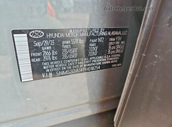 5NMS2DA14PH018254 2023 HYUNDAI SANTA Серебряный Панорамный вид салона 360°