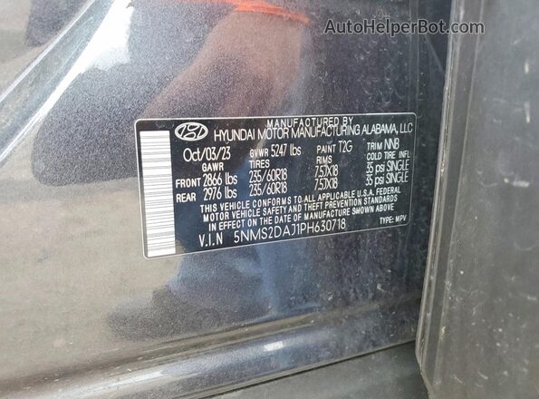 5NMS2DAJ1PH630718 2023 HYUNDAI SANTA Gray 