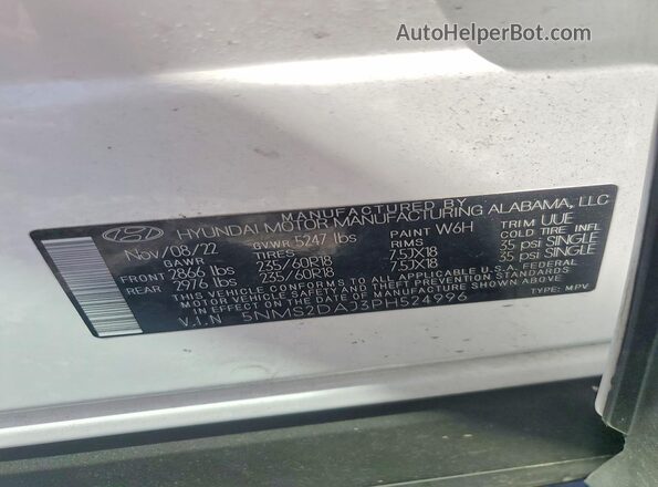 5NMS2DAJ3PH524996 2023 HYUNDAI SANTA White 