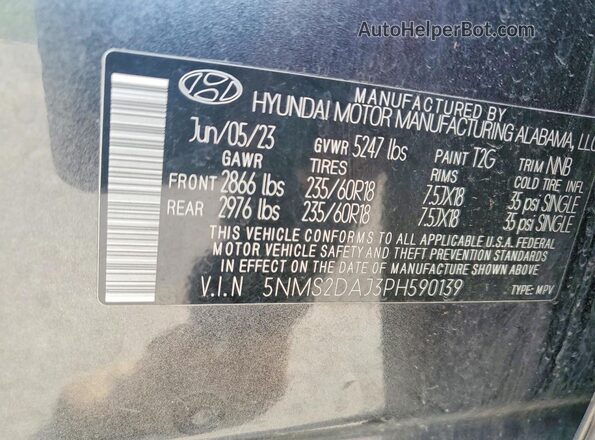 5NMS2DAJ3PH590139 2023 HYUNDAI SANTA Charcoal Вид підкапотного простору