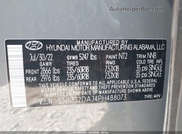 5NMS2DAJ4PH488073 2023 HYUNDAI SANTA FE Gray ძრავის განყოფილების ხედი