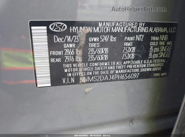 5NMS2DAJ4PH656097 2023 HYUNDAI SANTA FE Gray Engine compartment view
