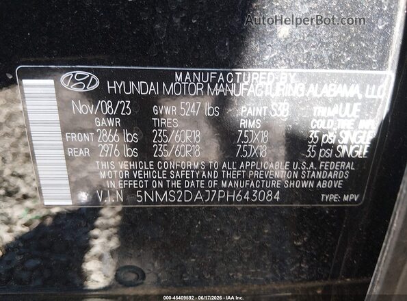 5NMS2DAJ7PH643084 2023 HYUNDAI SANTA FE Black Vista del compartimento del motor