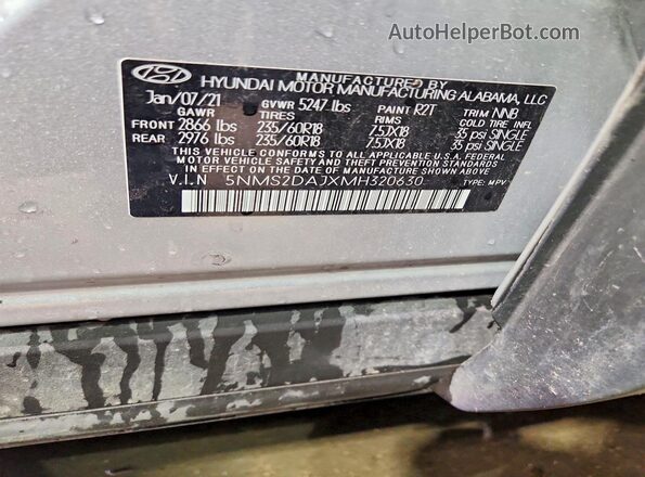 5NMS2DAJXMH320630 2021 HYUNDAI SANTA Gray 