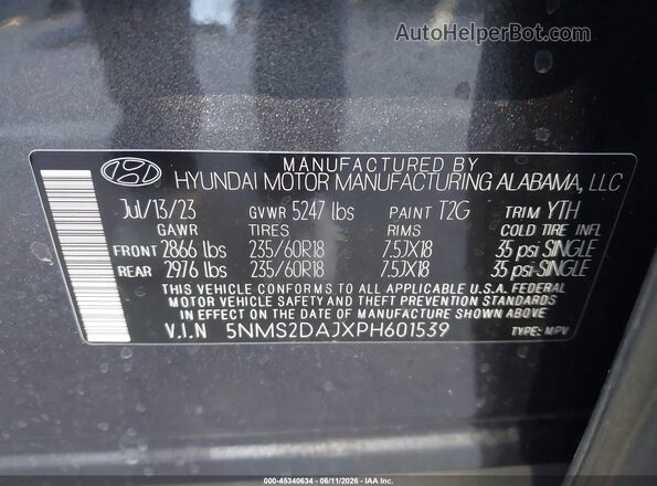 5NMS2DAJXPH601539 2023 HYUNDAI SANTA FE Gray 
