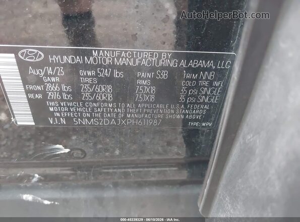 5NMS2DAJXPH611987 2023 HYUNDAI SANTA FE Black ძრავის განყოფილების ხედი