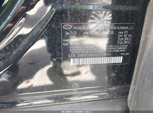 5NMS33AA2LH218406 2020 HYUNDAI SANTA FE Black Engine compartment view