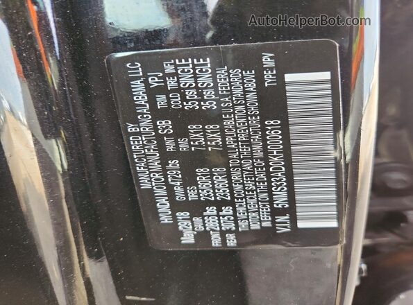 5NMS33AD0KH000618 2019 HYUNDAI SANTA Черный 