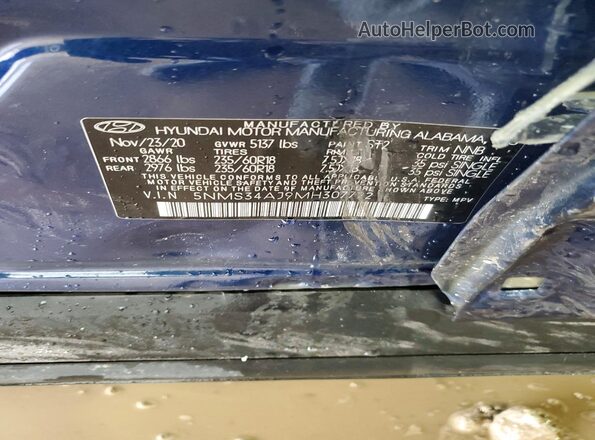 5NMS34AJ9MH307722 2021 HYUNDAI SANTA Blue Engine compartment view