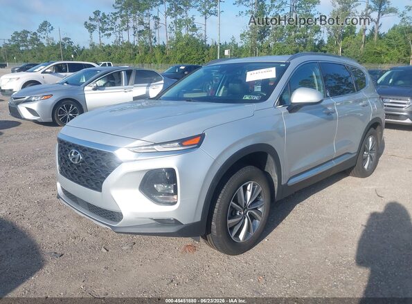 5NMS3CAD4KH018605 2019 HYUNDAI SANTA FE Silver Առջևի ձախ երեք քառորդ տեսարան