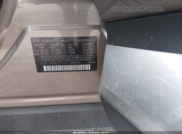 5NMS3CAD5LH244959 2020 HYUNDAI SANTA FE Бежевый Вид подкапотного пространства