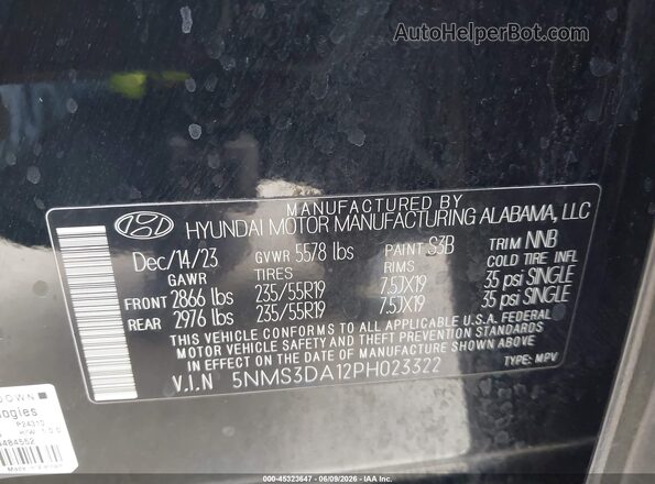 5NMS3DA12PH023322 2023 HYUNDAI SANTA FE HYBRID Black Engine compartment view