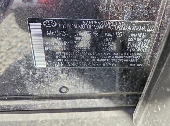 5NMS3DA16PH007995 2023 HYUNDAI SANTA Black Widok wnętrza 360 stopni