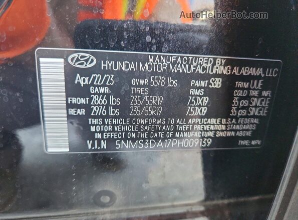 5NMS3DA17PH009139 2023 HYUNDAI SANTA Black 