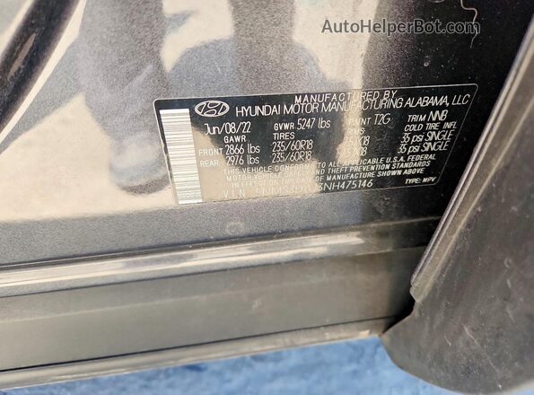 5NMS3DAJ3NH475146 2022 HYUNDAI SANTA Gray Vista de la etiqueta del VIN