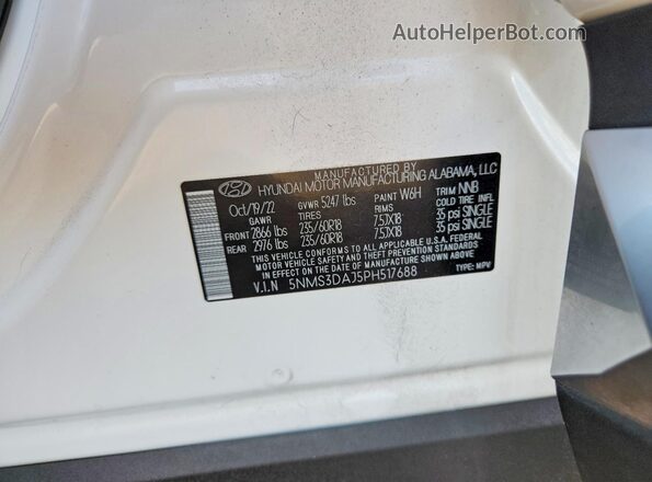5NMS3DAJ5PH517688 2023 HYUNDAI SANTA White Widok komory silnika