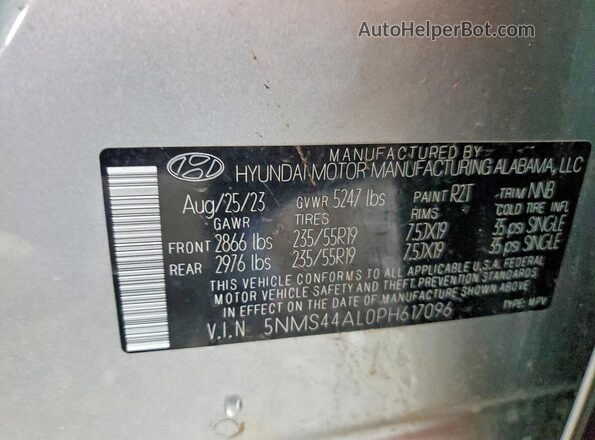 5NMS44AL0PH617096 2023 HYUNDAI SANTA Silver 