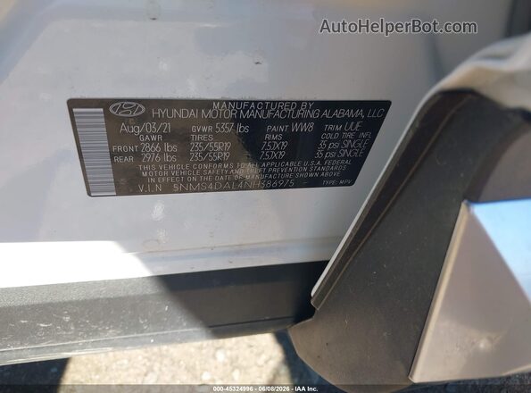 5NMS4DAL4NH386975 2022 HYUNDAI SANTA FE White Շարժիչի բաժամունքի տեսք