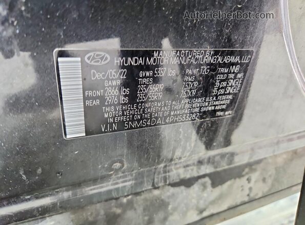 5NMS4DAL4PH533282 2023 HYUNDAI SANTA Gray Вид наклейки з VIN-кодом