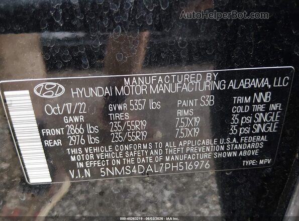 5NMS4DAL7PH516976 2023 HYUNDAI SANTA FE Black ძრავის განყოფილების ხედი