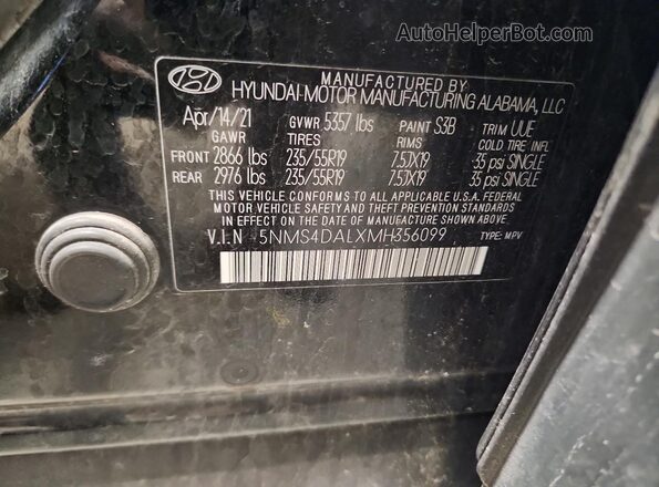 5NMS4DALXMH356099 2021 HYUNDAI SANTA Black 
