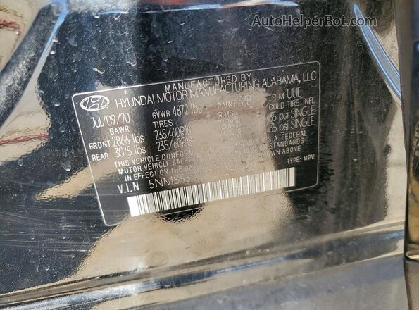5NMS53AD7LH250269 2020 HYUNDAI SANTA Black Панорамний вид салону 360°