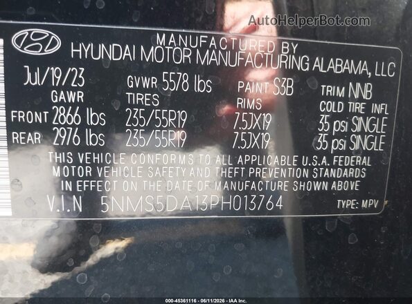 5NMS5DA13PH013764 2023 HYUNDAI SANTA FE HYBRID Black Vista del compartimento del motor