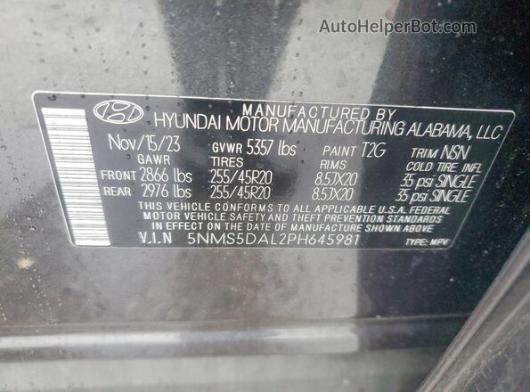 5NMS5DAL2PH645981 2023 HYUNDAI SANTA Gray Вид наклейки з VIN-кодом