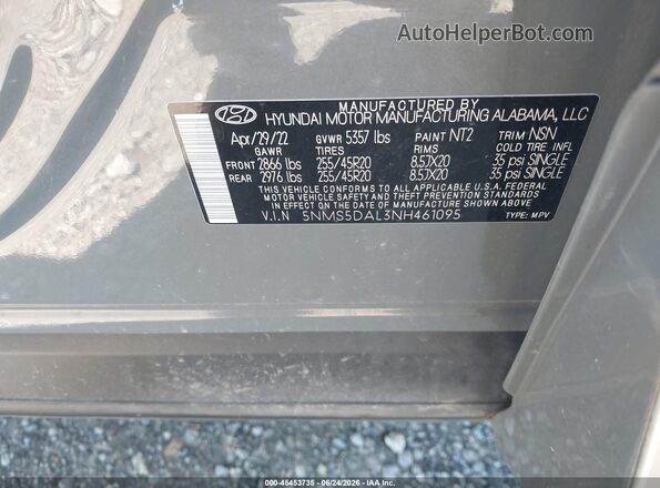 5NMS5DAL3NH461095 2022 HYUNDAI SANTA FE Gray Vista del compartimento del motor
